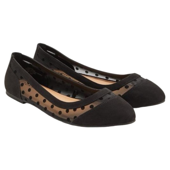 Torrid Dotted Mesh Flat Faux Suede Black Extra Wide Women’s Size 9WW - Picture 1 of 12
